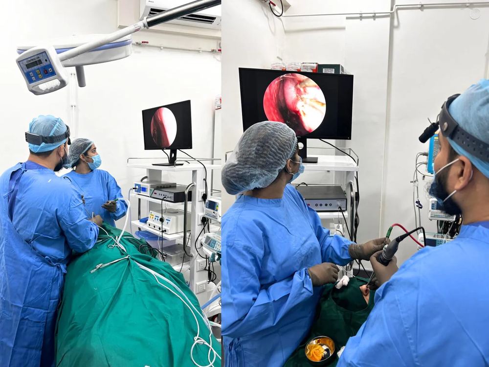 Surgeons performing an ENT procedure at Excell ENT Clinic