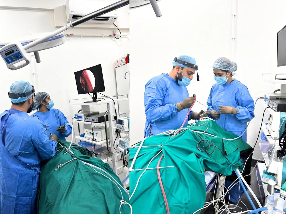 Surgeons performing a minor surgical procedure at Excell ENT Clinic