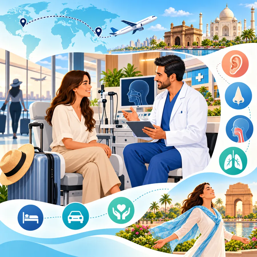 International patient consulting an ENT specialist in India, with stay, travel and care support
